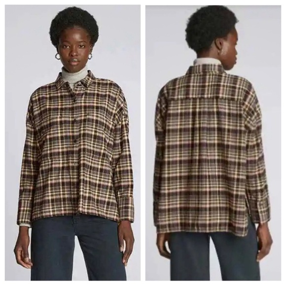 Everlane Boxy Plaid Flannel Button Up Shirt Shacket XS NWT - Picture 1 of 8